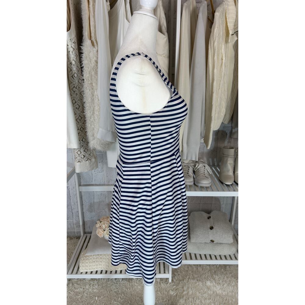 Divided by H&M Women's Size 8 Navy & White Striped Skater Tank Dress #0367 - Picture 2 of 11